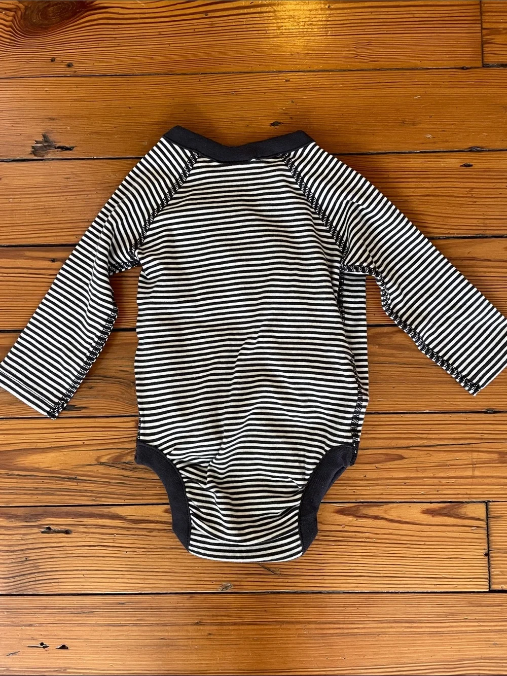 Hanna Andersson Black & White Striped Wrap-Front One-Piece 70cm 6-12 months